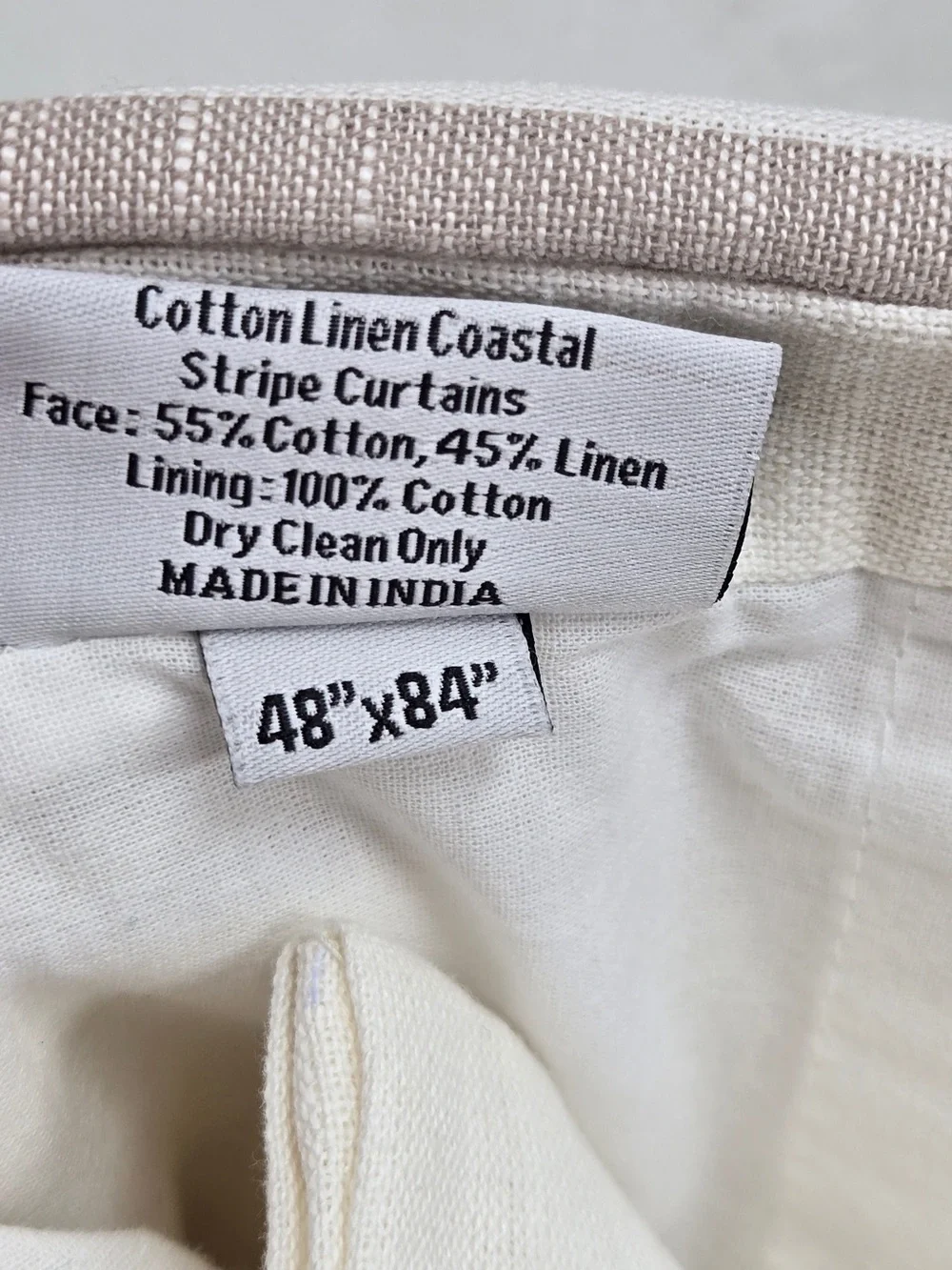 NWT QUINCE Set Of 2 48x84 Coastal Stripe Linen Cotton Curtains 9323